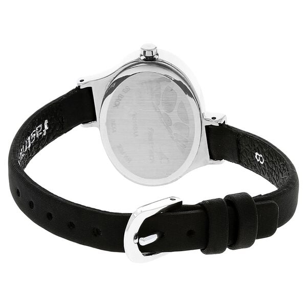 Fastrack 6015SL02 Quartz Analog Black Dial Black Leather Strap Women’s Watch