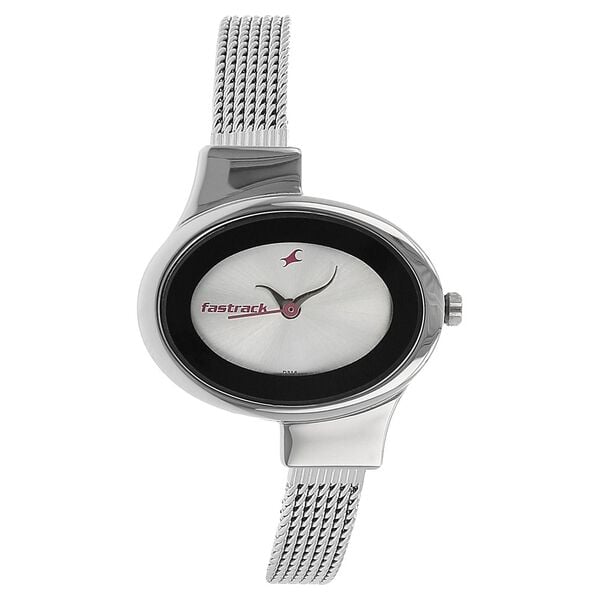 Fastrack 6015SM01 Quartz Analog Black Dial Stainless Steel Strap Women’s Watch