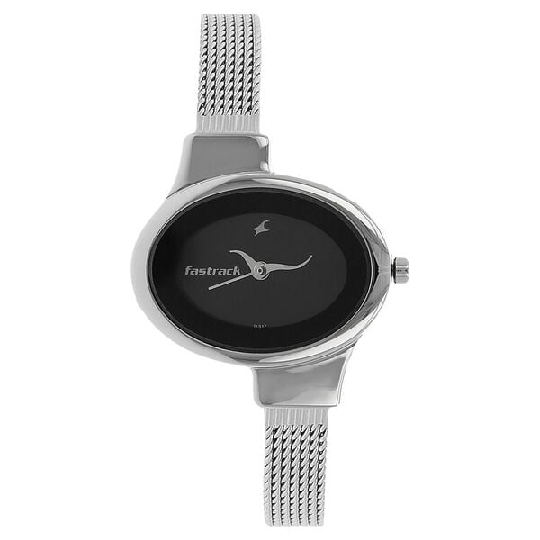 Fastrack 6015SM02 Quartz Analog Black Dial Stainless Steel Strap Women’s Watch