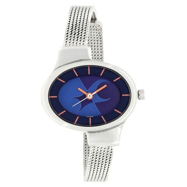 Fastrack 6015SM03 Quartz Analog Blue Dial Silver Mesh Strap Women’s Watch