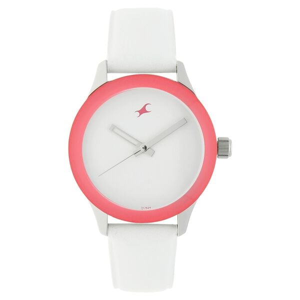 Fastrack 6078SL01 Quartz Analog White Dial White Leather Strap Women’s Watch