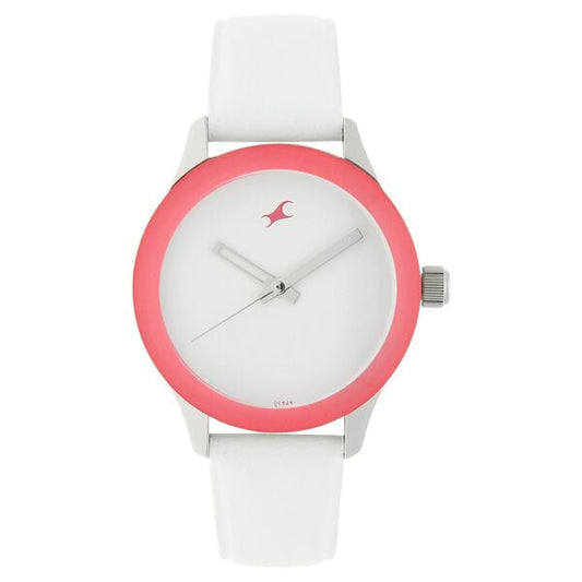 Fastrack 6078SL01 Quartz Analog White Dial White Leather Strap Women’s Watch