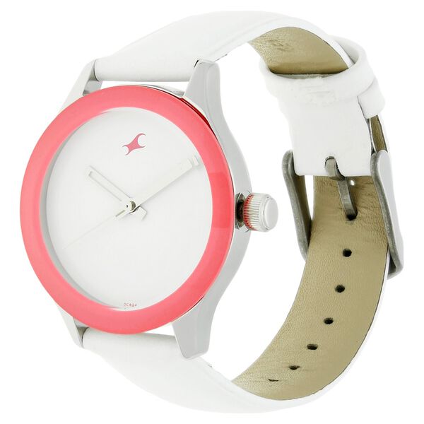 Fastrack 6078SL01 Quartz Analog White Dial White Leather Strap Women’s Watch