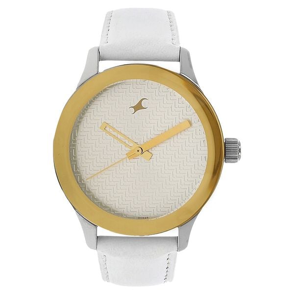 Fastrack 6078SL02 Quartz Analog White Dial White Leather Strap Women’s Watch