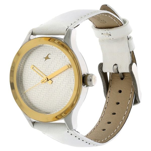 Fastrack 6078SL02 Quartz Analog White Dial White Leather Strap Women’s Watch