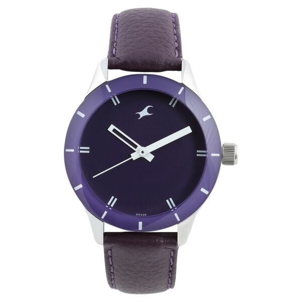 Fastrack 6078SL05 Quartz Analog Purple Dial Purple Leather Strap Women’s Watch