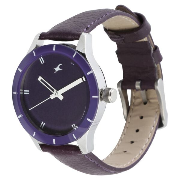 Fastrack 6078SL05 Quartz Analog Purple Dial Purple Leather Strap Women’s Watch