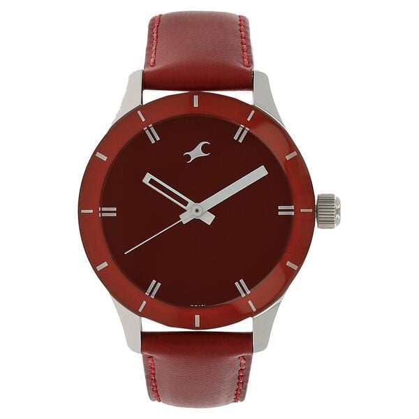 Fastrack 6078SL06 Quartz Analog Red Dial Red Leather Strap Women’s Watch
