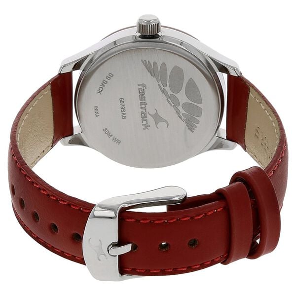 Fastrack 6078SL06 Quartz Analog Red Dial Red Leather Strap Women’s Watch