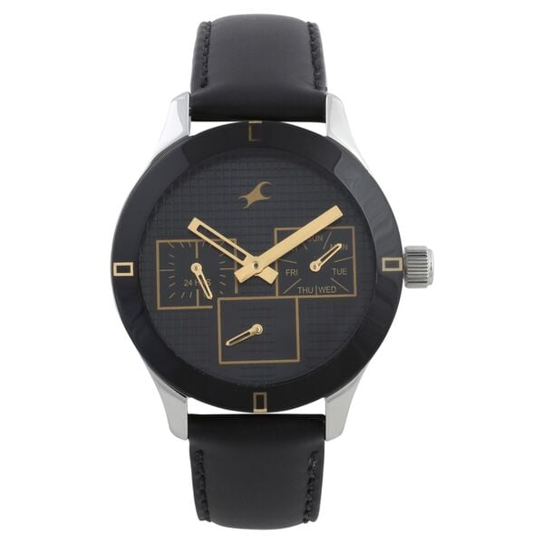 Fastrack 6078SL11 Quartz Multifunction Black Dial Black Leather Strap Women’s Watch