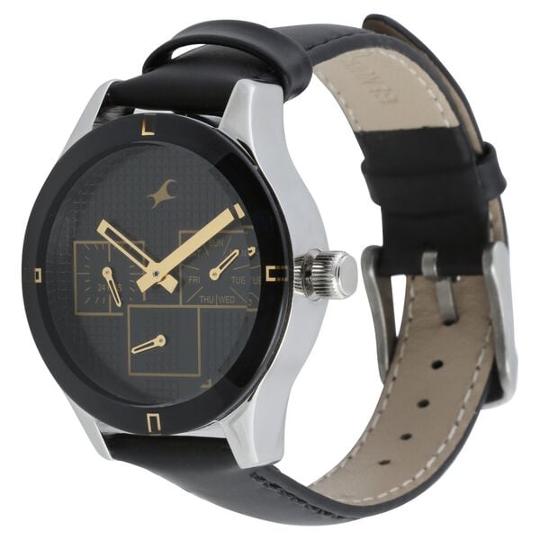 Fastrack 6078SL11 Quartz Multifunction Black Dial Black Leather Strap Women’s Watch