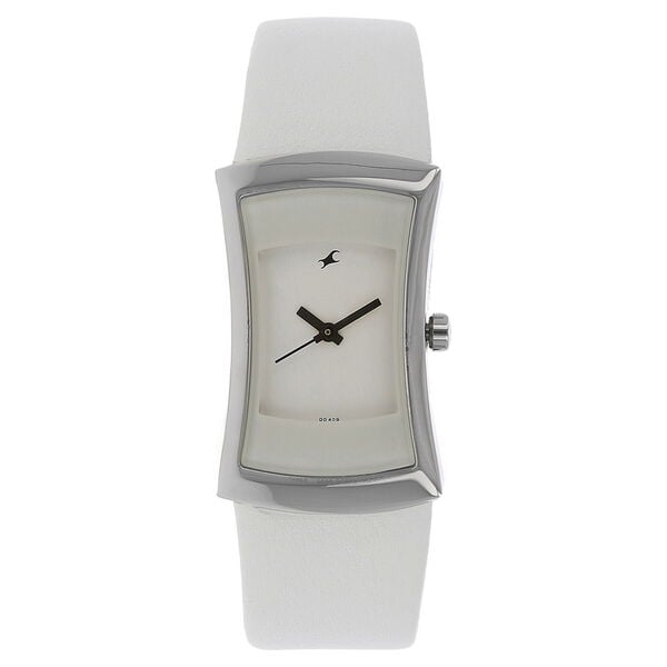 Fastrack 6093SL01 Quartz Analog White Dial White Leather Strap Women’s Watch