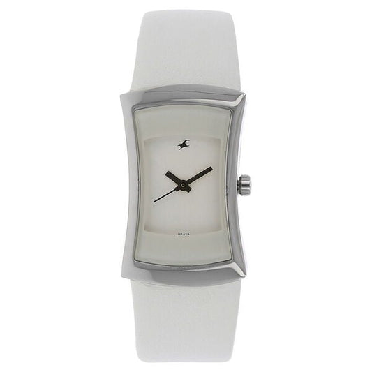 Fastrack 6093SL01 Quartz Analog White Dial White Leather Strap Women’s Watch