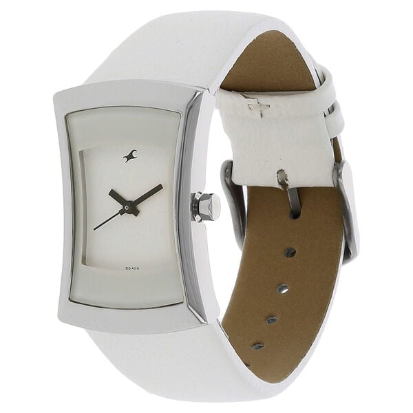 Fastrack 6093SL01 Quartz Analog White Dial White Leather Strap Women’s Watch