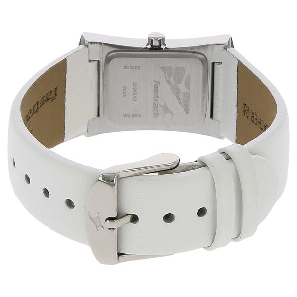 Fastrack 6093SL01 Quartz Analog White Dial White Leather Strap Women’s Watch