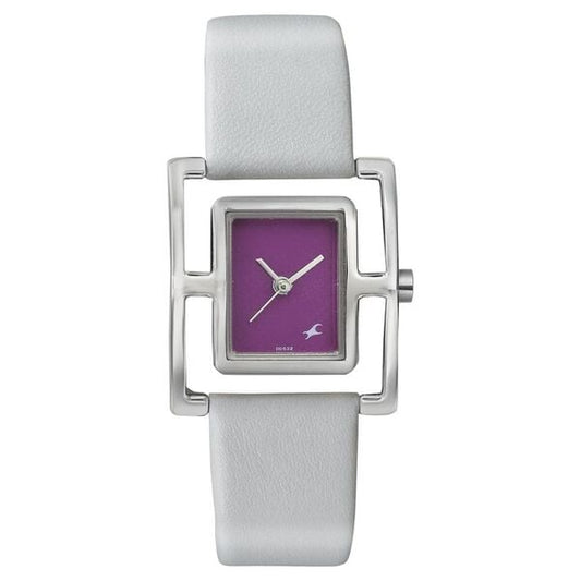 Fastrack 6096SL02 Quartz Analog Purple Dial Leather Strap Watch for Women