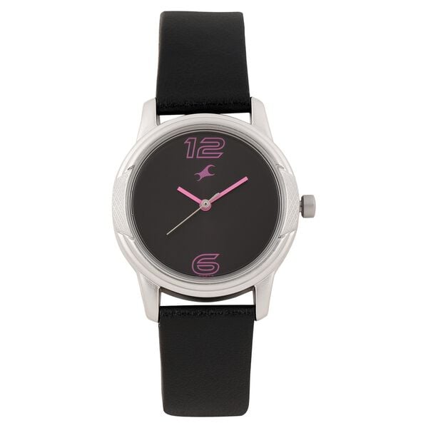 Fastrack 6099SL02 Quartz Analog Black Dial Leather Strap Watch for Women