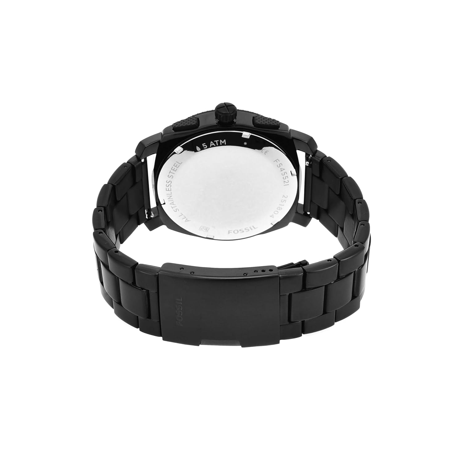 Fossil FS4552I Men's Quartz Chronograph Watch Black Dial Black Stainless Steel Strap