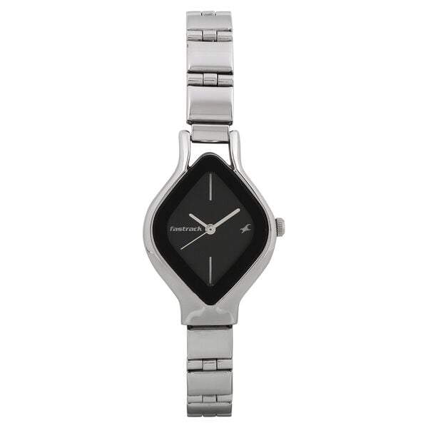 Fastrack NR6109SM02 women’s watch front view black dial