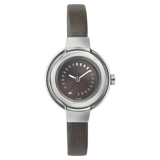 Fastrack 6113SL04 Quartz Analog Grey Dial with Leather Strap Watch for Women