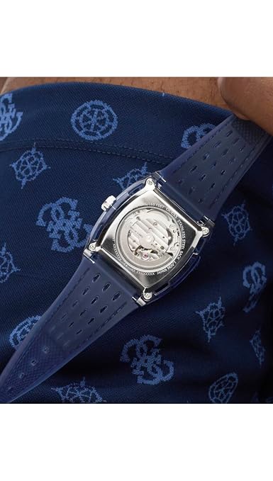 GUESS GW1073G1 Phoenix Men's Quartz Analog Watch Transparent Blue Dial Blue Silicone Strap
