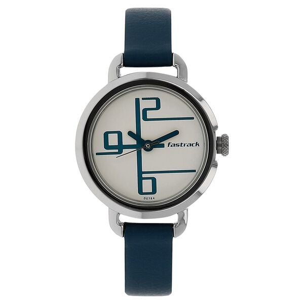 Fastrack 6123SL01 Quartz Analog White Dial Blue Leather Strap Women’s Watch