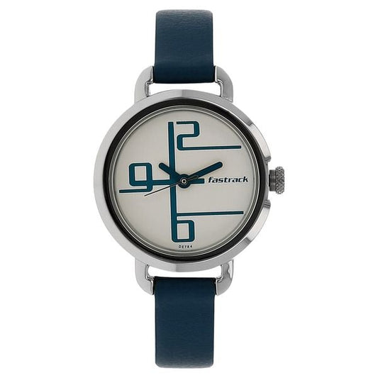 Fastrack 6123SL01 Quartz Analog White Dial Blue Leather Strap Women’s Watch