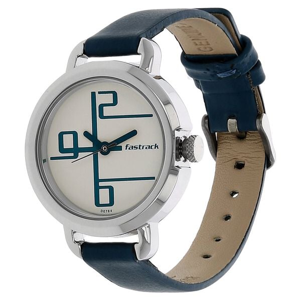 Fastrack 6123SL01 Quartz Analog White Dial Blue Leather Strap Women’s Watch