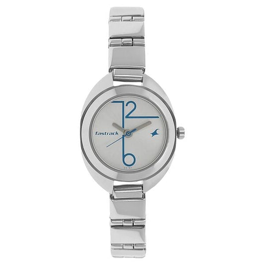 Fastrack 6125SM02 Analog Quartz Women Watch – Silver Dial, Stainless Steel Strap