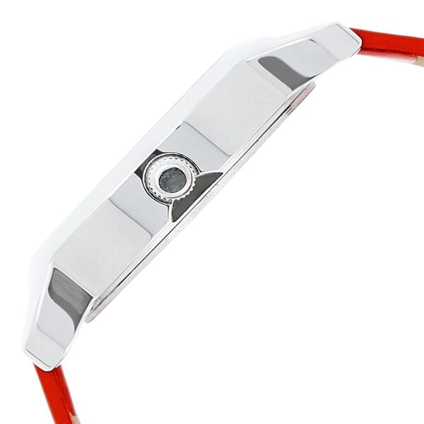 Fastrack 6127SL01 Analog Quartz Women’s Watch | Black Dial | Silver Case | Red Leather Strap | 50 m Water Resistant