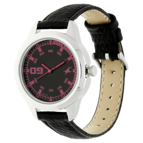Fastrack 6129SL02 Quartz Analog Black Dial with Leather Strap Watch for Women