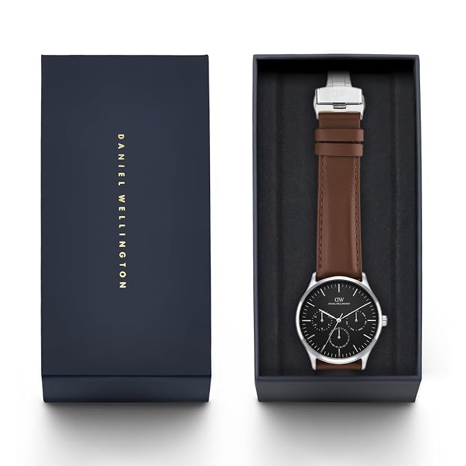 Daniel Wellington DW0DG2200 Black Dial Men's Brown Leather Analog Watch