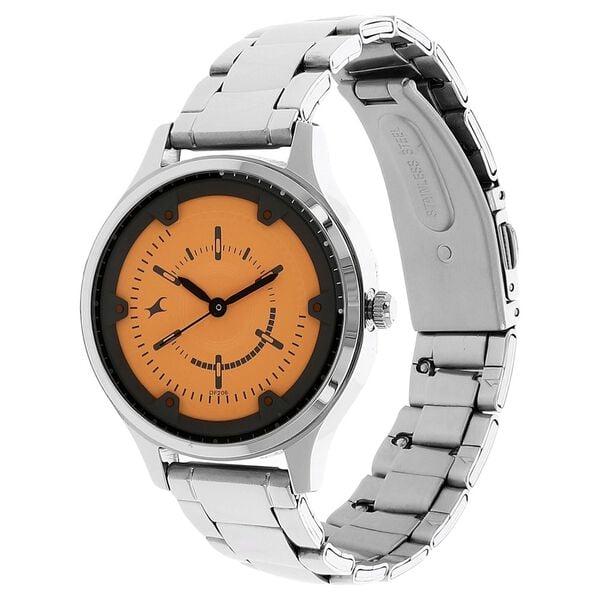 Fastrack 6138SM02 Quartz Analog Orange Dial Stainless Steel Strap Women’s Watch