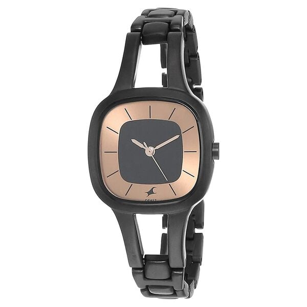 Fastrack 6147NM01 Analog Quartz Women Watch – Multi-Tone Square Dial, Black Metal Strap, Stylish Everyday Wear