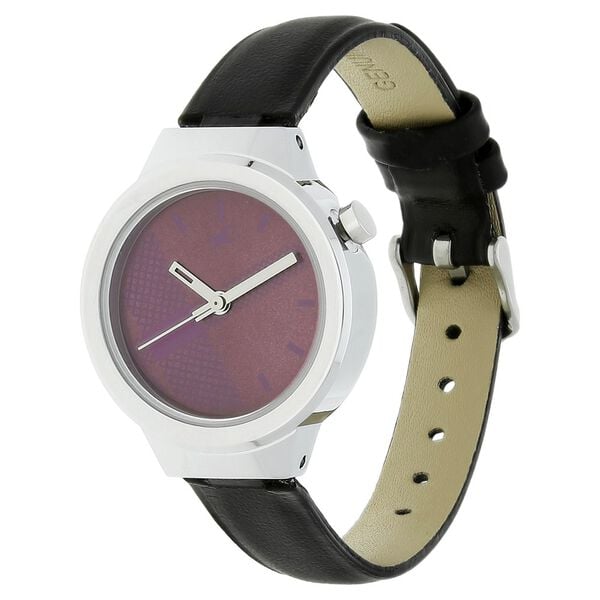 Fastrack 6149SL01 Quartz Analog Girls’ Watch | Purple Dial | Black Leather Strap | Round Case | 24 Months Warranty