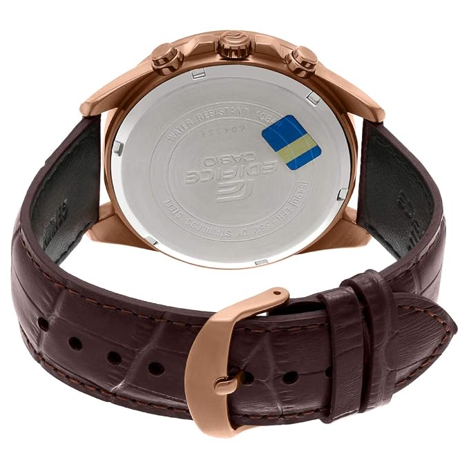 Casio EX358 Blue Chronograph Brown Leather Men's Watch