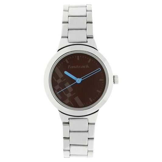 Fastrack 6150SM02 Quartz Analog Brown Dial Stainless Steel Strap Watch for Women