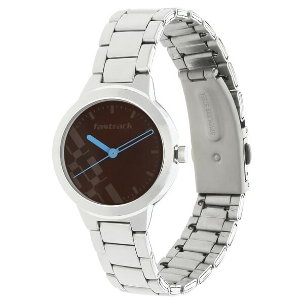 Fastrack 6150SM02 Quartz Analog Brown Dial Stainless Steel Strap Watch for Women