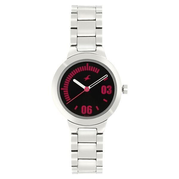 Fastrack 6150SM05 Hitlist Women’s Analog Watch Black Dial Stainless Steel Strap