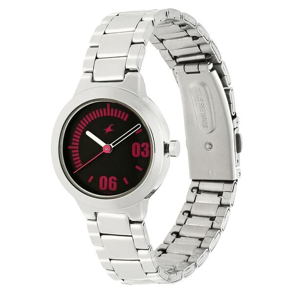 Fastrack 6150SM05 Hitlist Women’s Analog Watch Black Dial Stainless Steel Strap