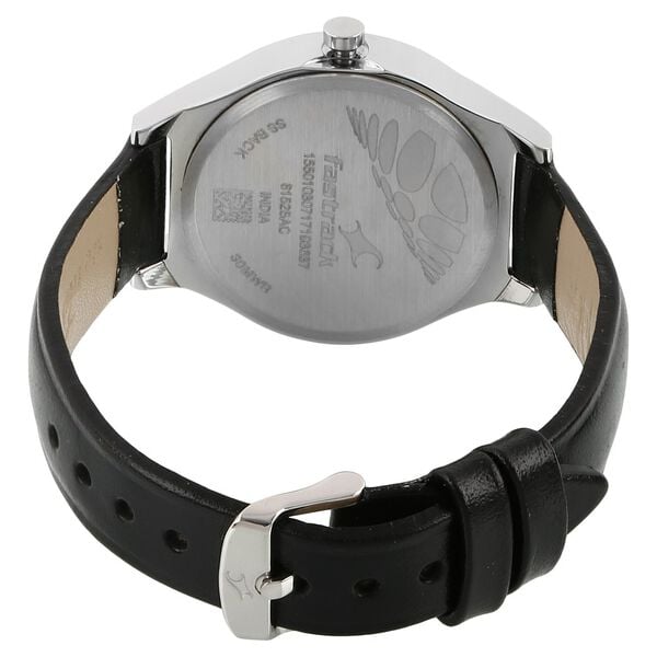 Fastrack 6152SL01 Quartz Analog Black Dial Black Leather Strap Women’s Watch