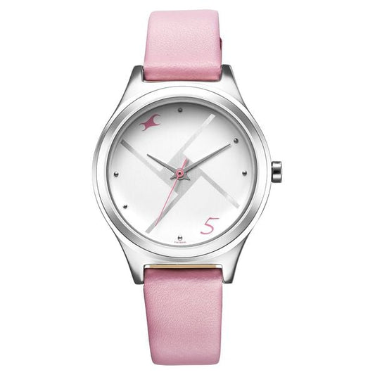Fastrack 6152SL08 Stunners 6.0 Quartz Analog Silver Dial Pink Leather Strap Women’s Watch