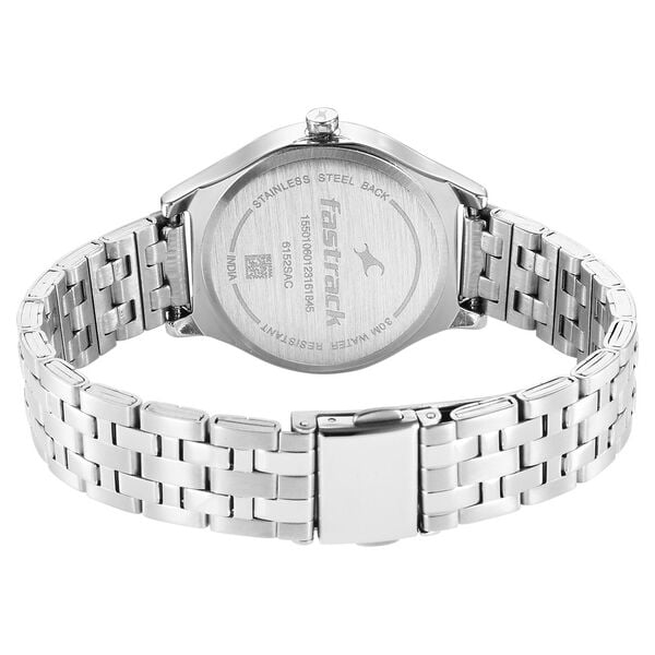 Fastrack 6152SM07 Analog Quartz Women Watch – White Dial, Silver Stainless Steel Strap, Casual Stunners Design