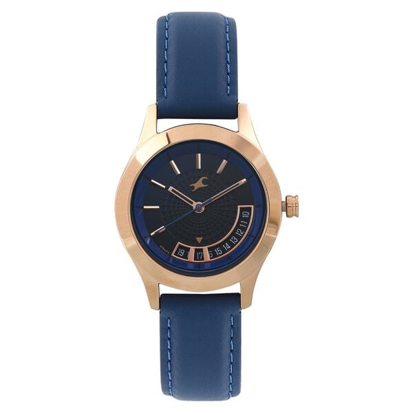 Fastrack 6165WL01 Analog Quartz Women Watch – Blue Dial, Blue Leather Strap with Date Function