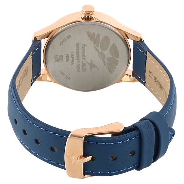 Fastrack 6165WL01 Analog Quartz Women Watch – Blue Dial, Blue Leather Strap with Date Function