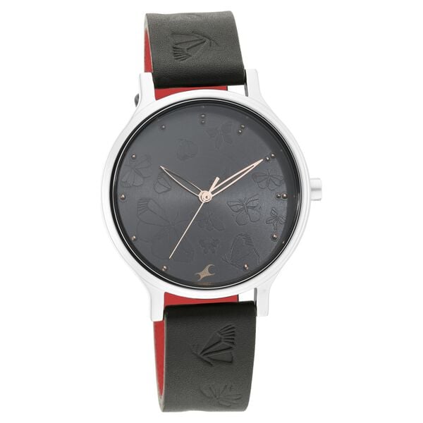 Fastrack 6189SL01 Quartz Analog Black Dial with Leather Strap Watch for Women