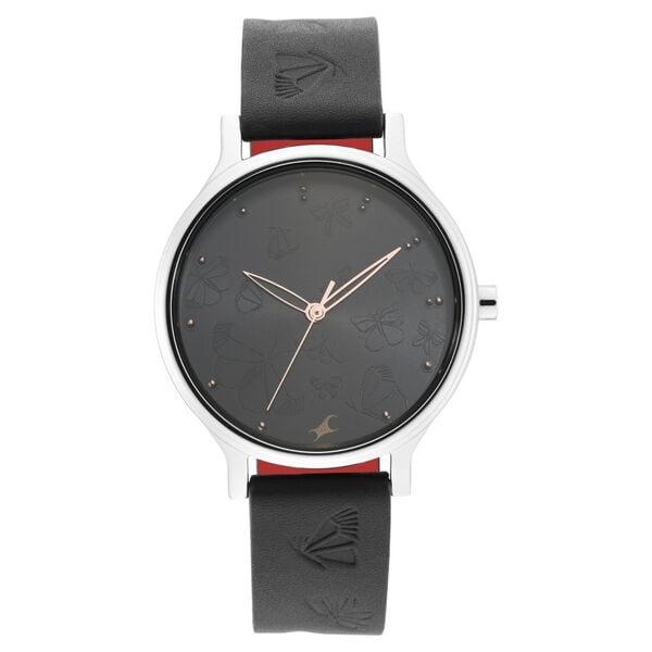 Fastrack 6189SL01 Quartz Analog Black Dial with Leather Strap Watch for Women