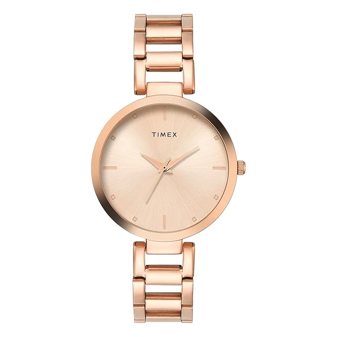 Timex TW000X276 Women’s Rose-Gold Dial Analog Watch with Stainless-Steel Strap