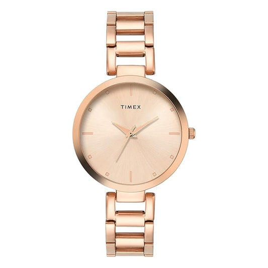 Timex TW000X276 Women’s Rose-Gold Dial Analog Watch with Stainless-Steel Strap