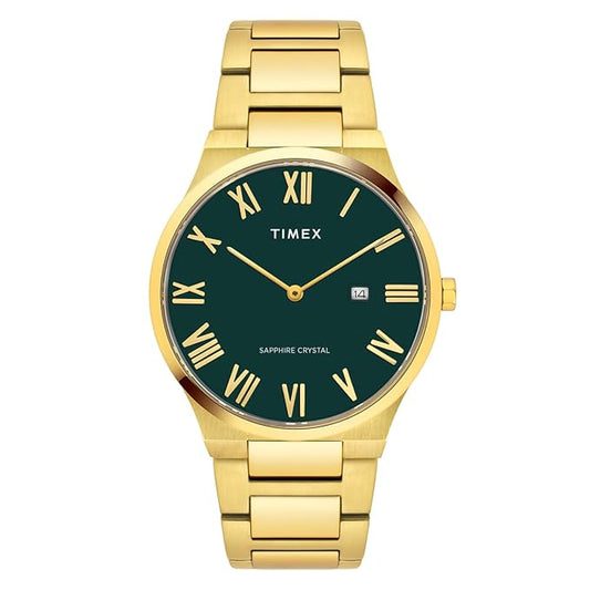 Timex TWEG23608 Signio Quartz Analog Green Dial Gold-Tone Stainless Steel Men's Watch